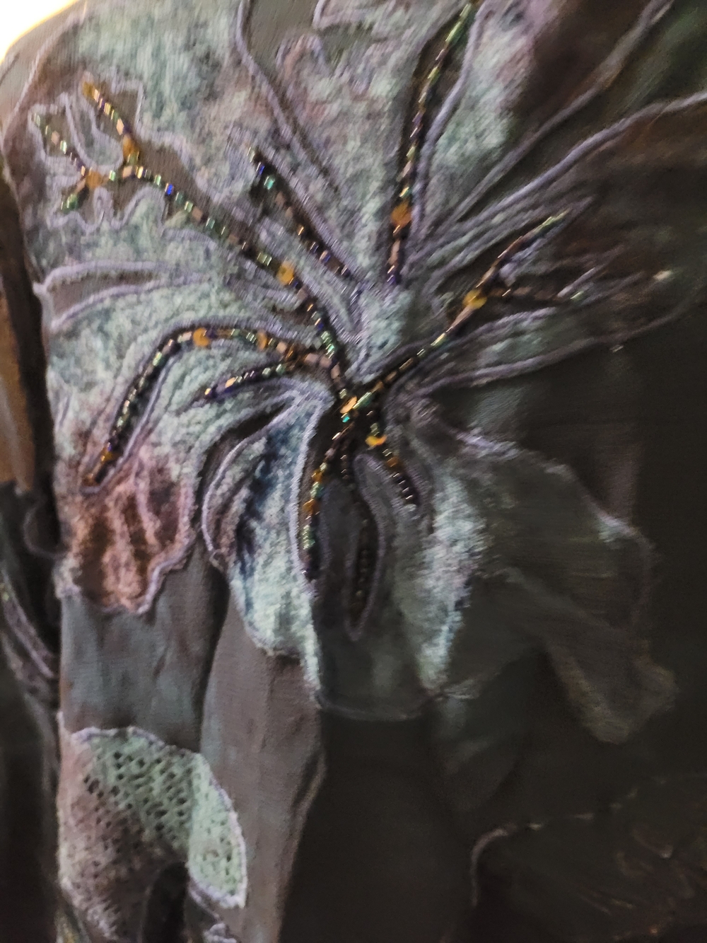 Chico's Embellished Velvet Kimomo Teal and Black